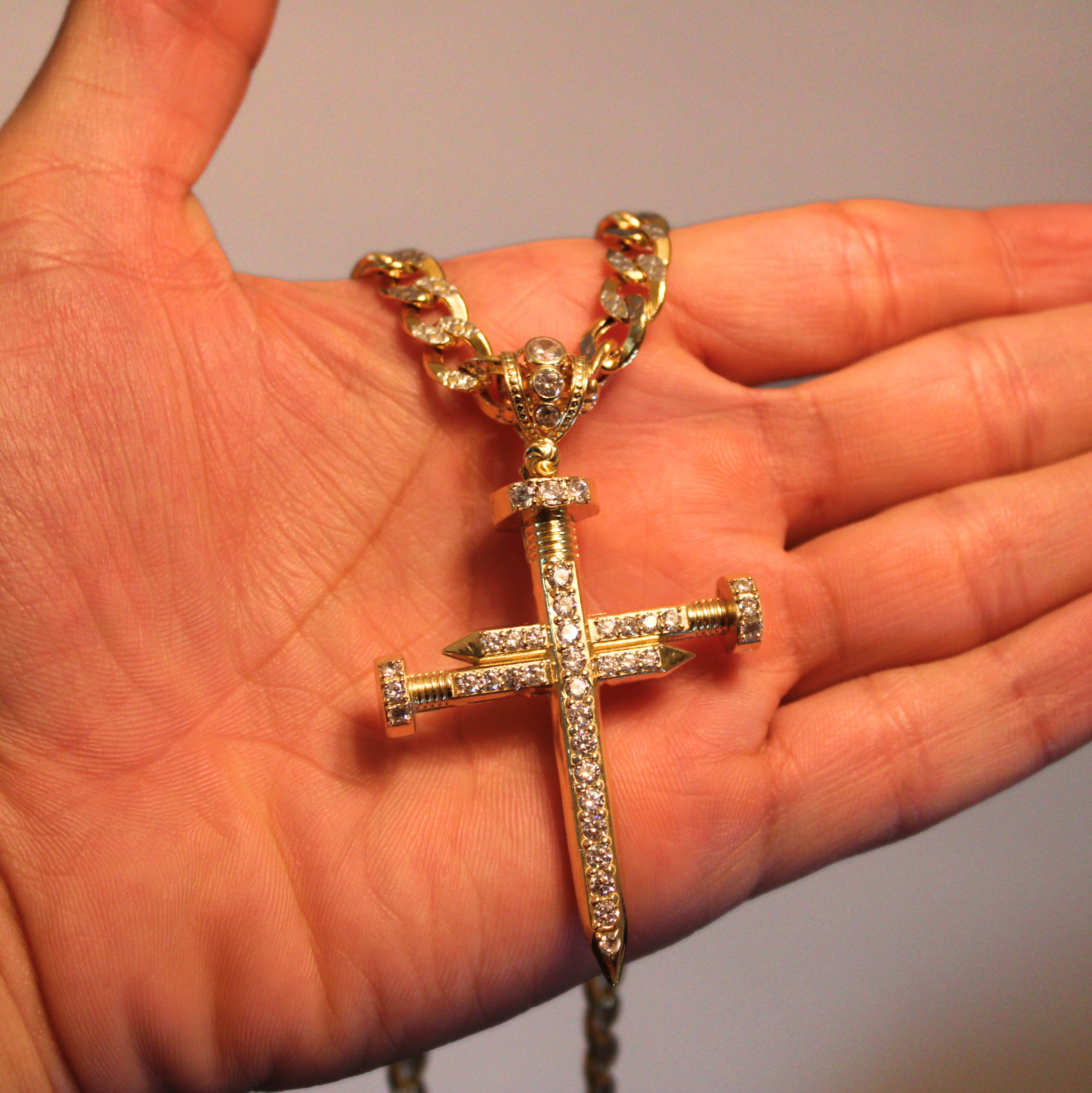 Gold nail clearance cross necklace